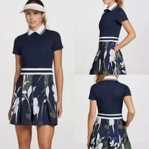 Lady Hagen Golf Dress Womens XS Navy Blue Floral Pleated Athletic Tennis Dress